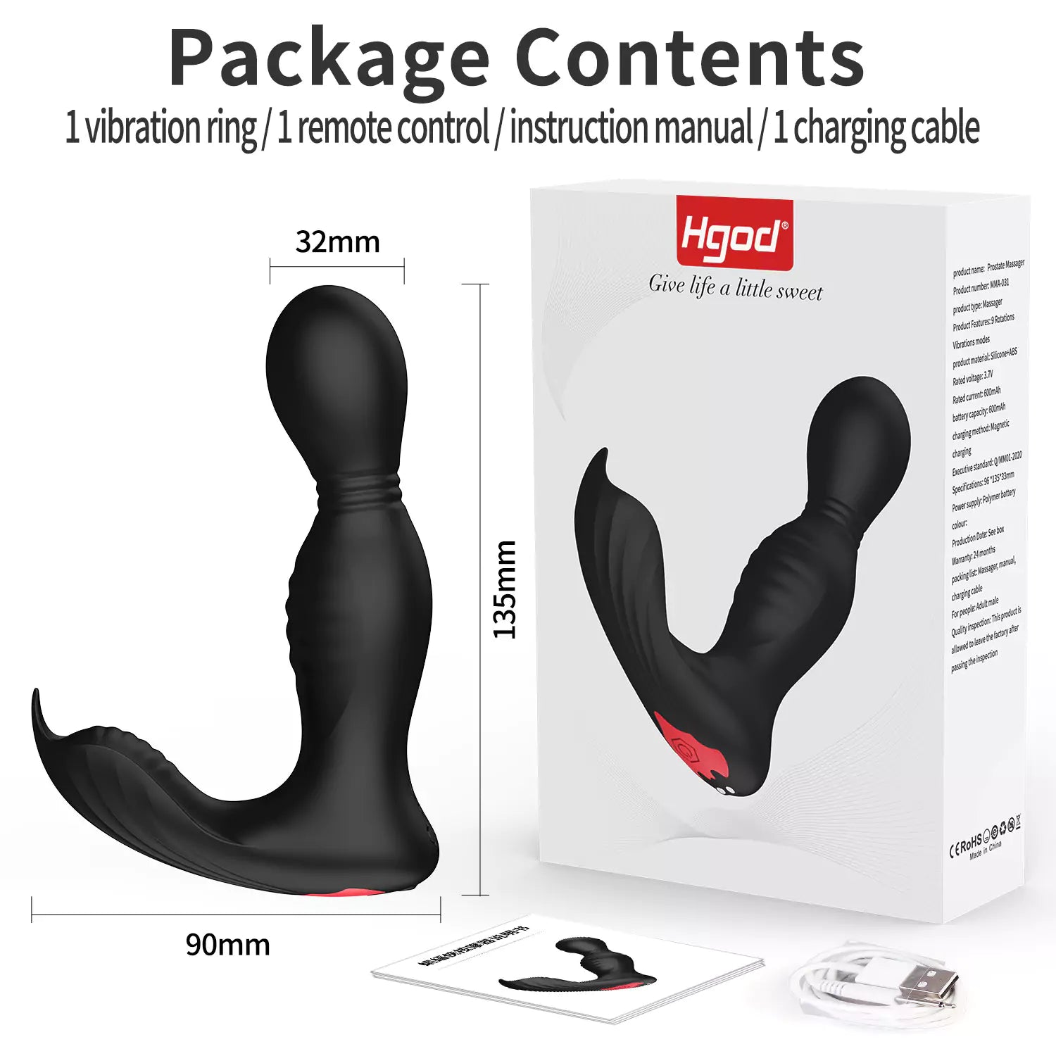 APP Control 360° Rotation Vibrating Prostate Anal Plug