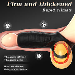 app control vibrating black penis sleeve & cock ring comfortable wearing fits around any size