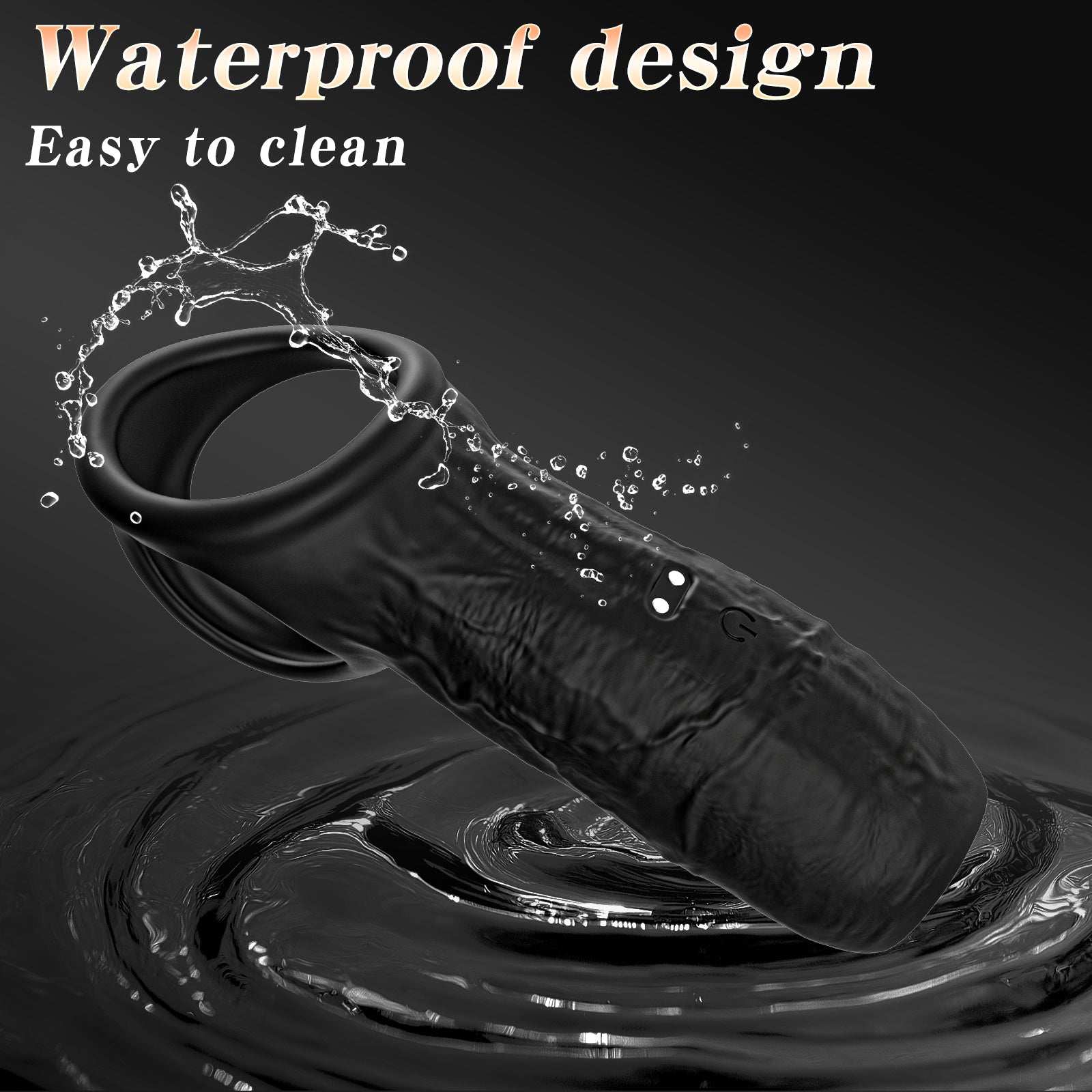 app control vibrating black penis sleeve & cock ring comfortable wearing fits around any size