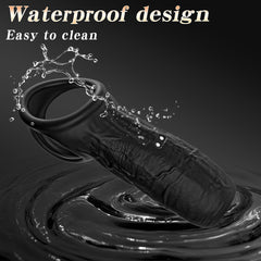app control vibrating black penis sleeve & cock ring comfortable wearing fits around any size