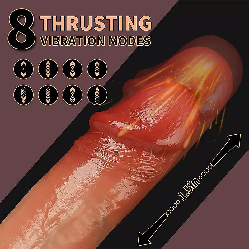 8 Powerful Thursting & Vibrating Rotating 3 in 1 Heating Realistic Dildo