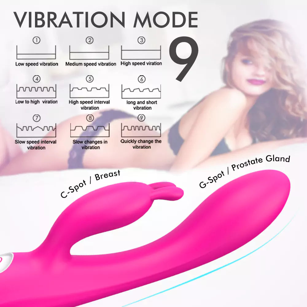 G-Spot Rabbit Vibrator with Heating Function and Bunny Ears for Clitoris G-spot Stimulation