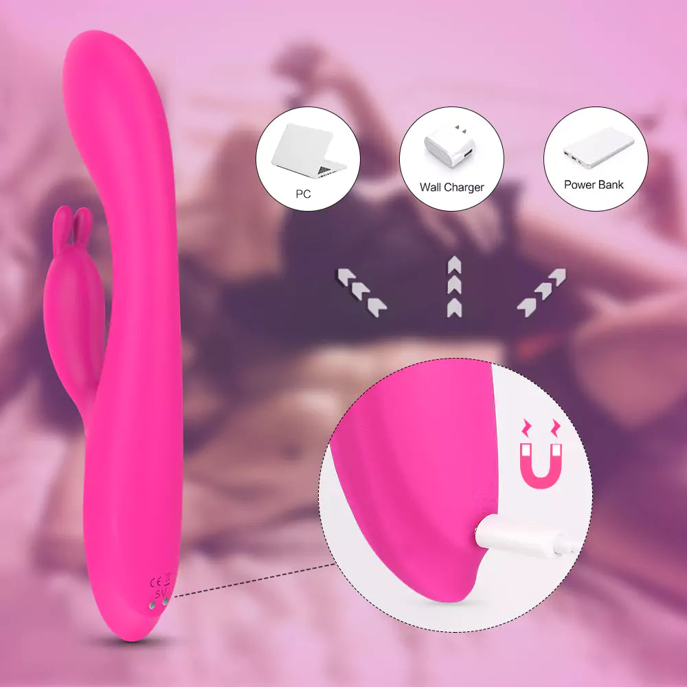 G-Spot Rabbit Vibrator with Heating Function and Bunny Ears for Clitoris G-spot Stimulation