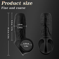 app control vibrating black penis sleeve & cock ring comfortable wearing fits around any size