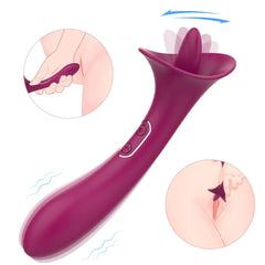 Elegant Double-End G Spot Rabbit Vibrator with Tongue Licking Clitoris