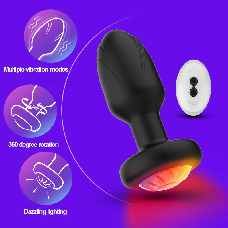 dancing queen - LED Anal plug 360 degree rotation with remote control