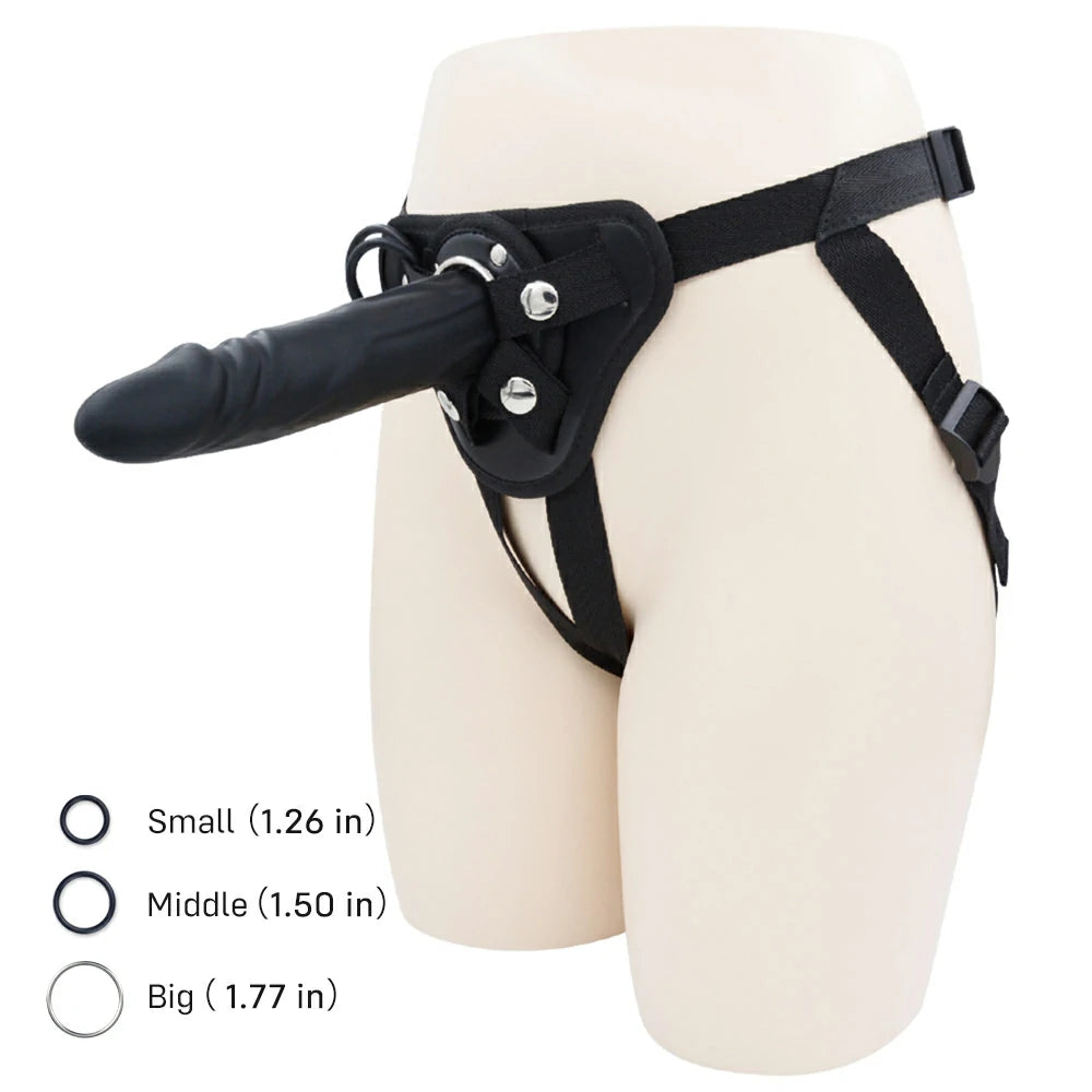 Surf - 2 sizes strap-on black dildo harness set