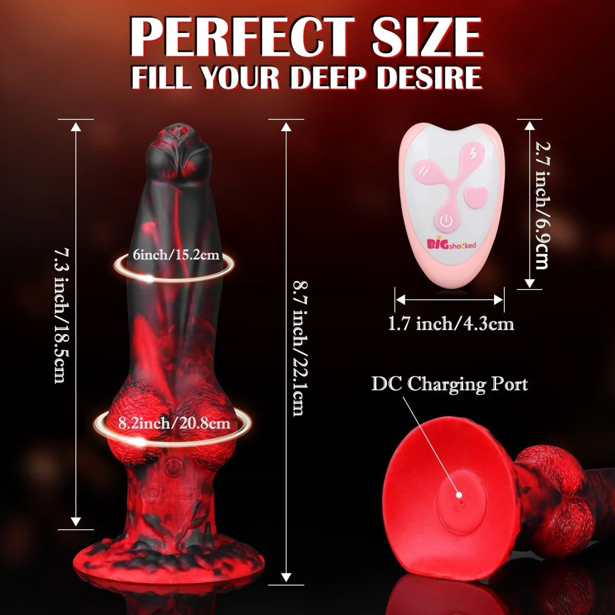 8.7in Thrusting & Vibrating Silicone Fantsy Dildo