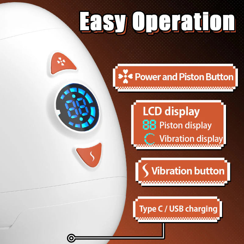 U-egg - Penetrative Style Male Masturbator with Rotating Piston, Glans Vibration & Testicle Massage
