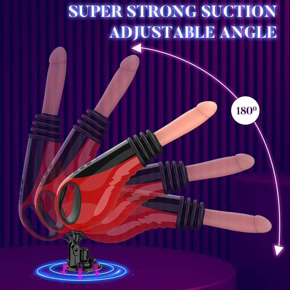 Thrusting Vibrating Heating Dildo Sex Machine Hand or Handsfree