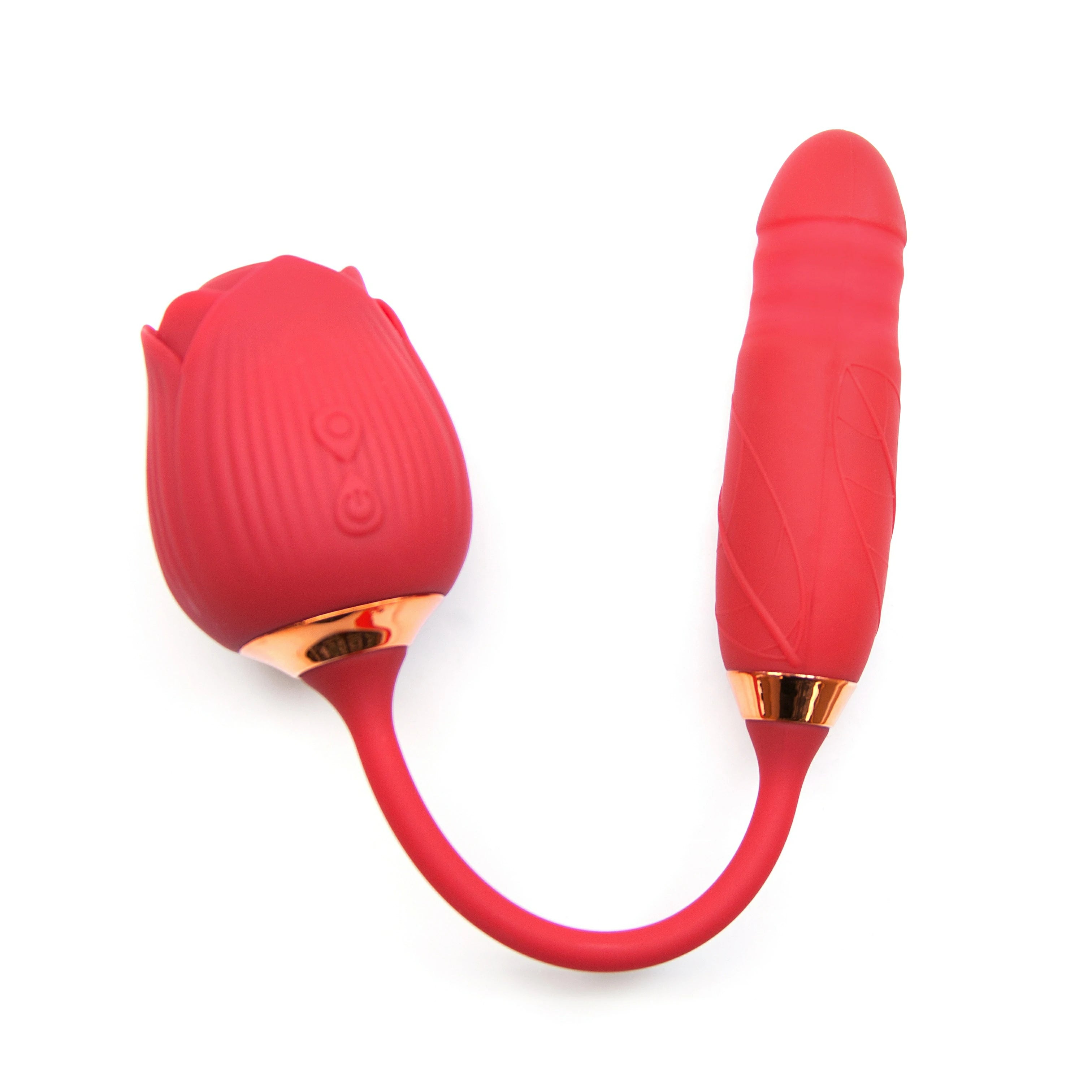 classic sucking and thrusting Dual rose vibrator