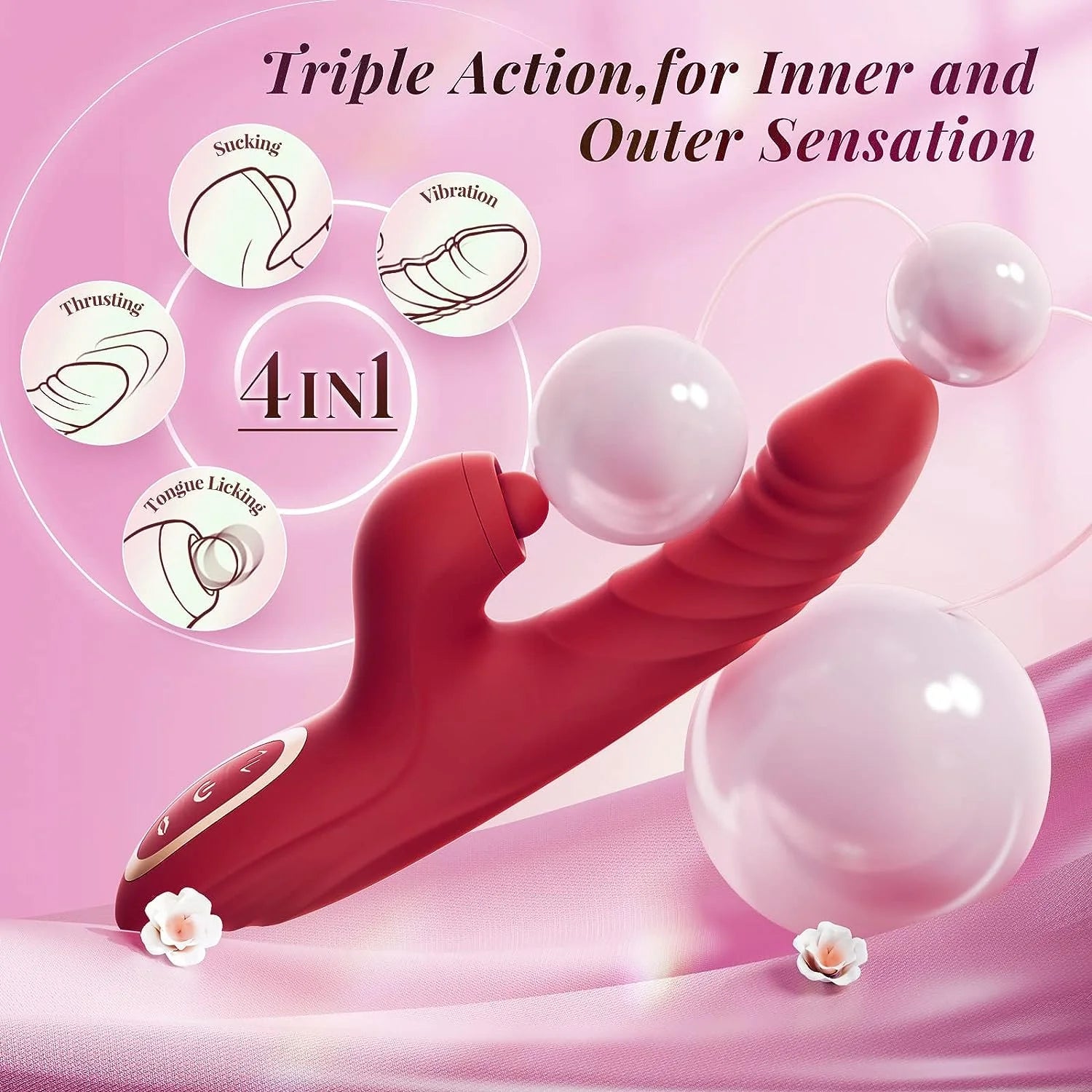 New 4 in 1 Tapping Pleasure Clitoral Stimulator Thrusting Dildo