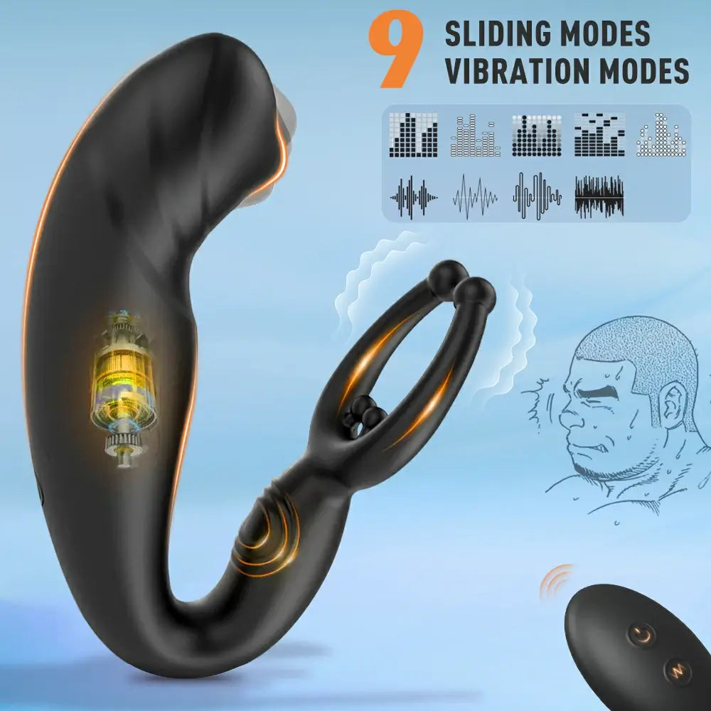 Demon:Prostate Massager P-spot Butt Plug 9 Vibrating Male Sex Toy