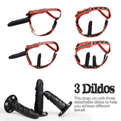 Removable Silicone Double-Sided Strap-On Dildo Set with Adjustable Harness