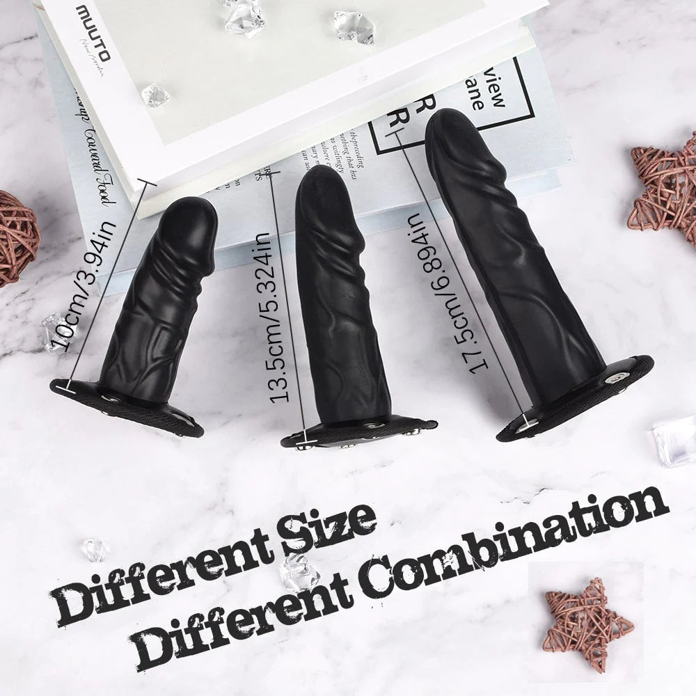 Removable Silicone Double-Sided Strap-On Dildo Set with Adjustable Harness