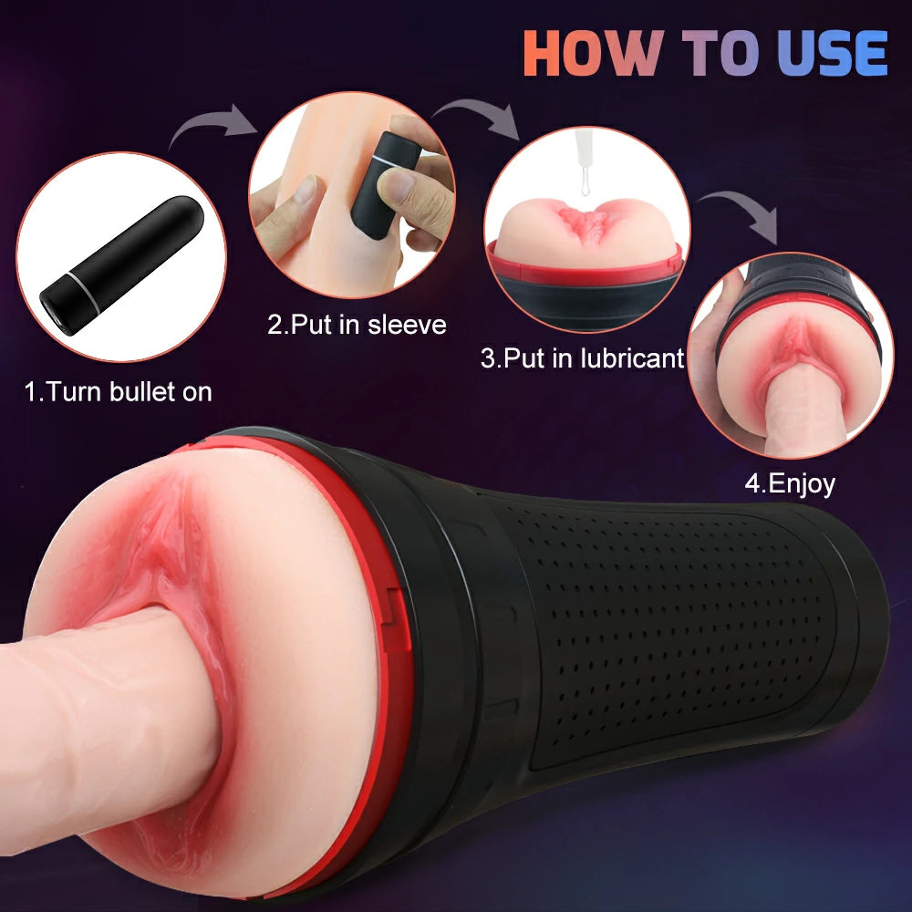 Vibrating Male Masturbator,3D Pocket Pussy Fleshlight,with Remote Control