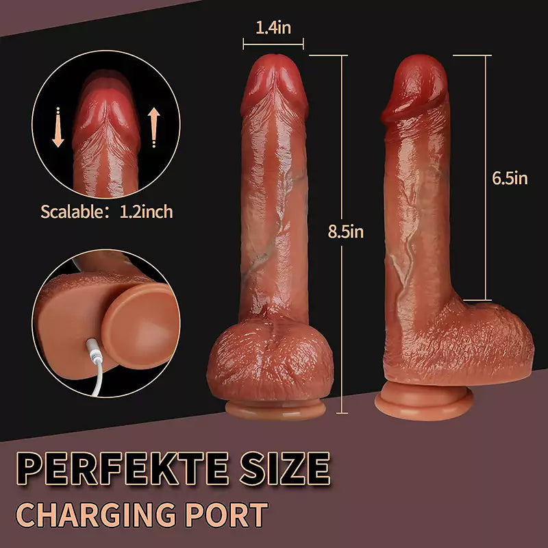 8 Powerful Thursting & Vibrating Rotating 3 in 1 Heating Realistic Dildo