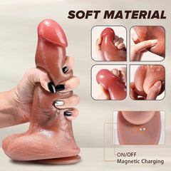 Thick Thrusting Vibrating Heating Realistic Dildo with Strong Suction Cup and Remote Control
