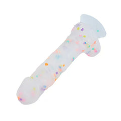 Transparent Silicone Dildo with Colored Spots 8.07 Inch