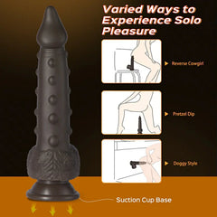 Alger - 8 Inch Big Black Suction Cup Thrusting Vibration Dildo