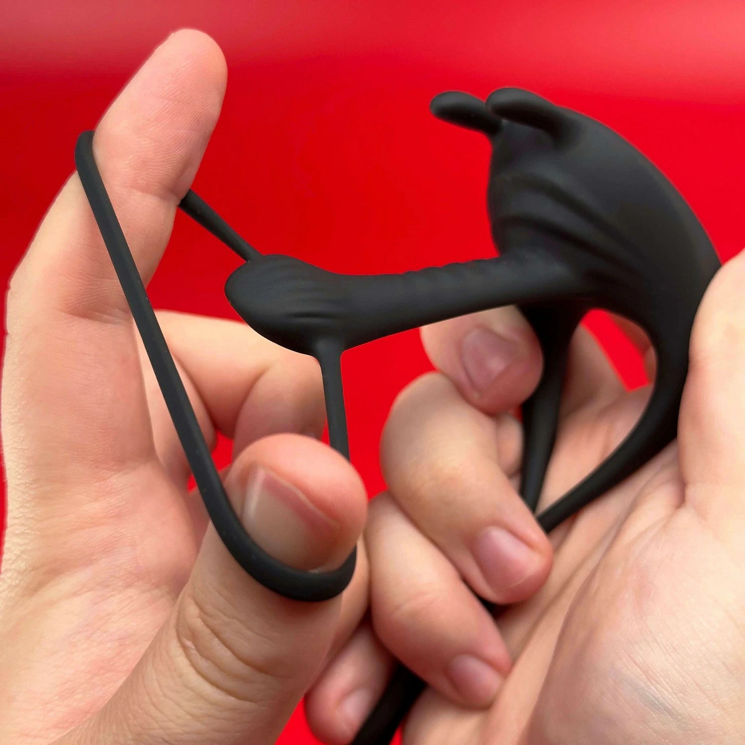 Adjustable Vibrating Rabbit Dual Penis Ring for Couple