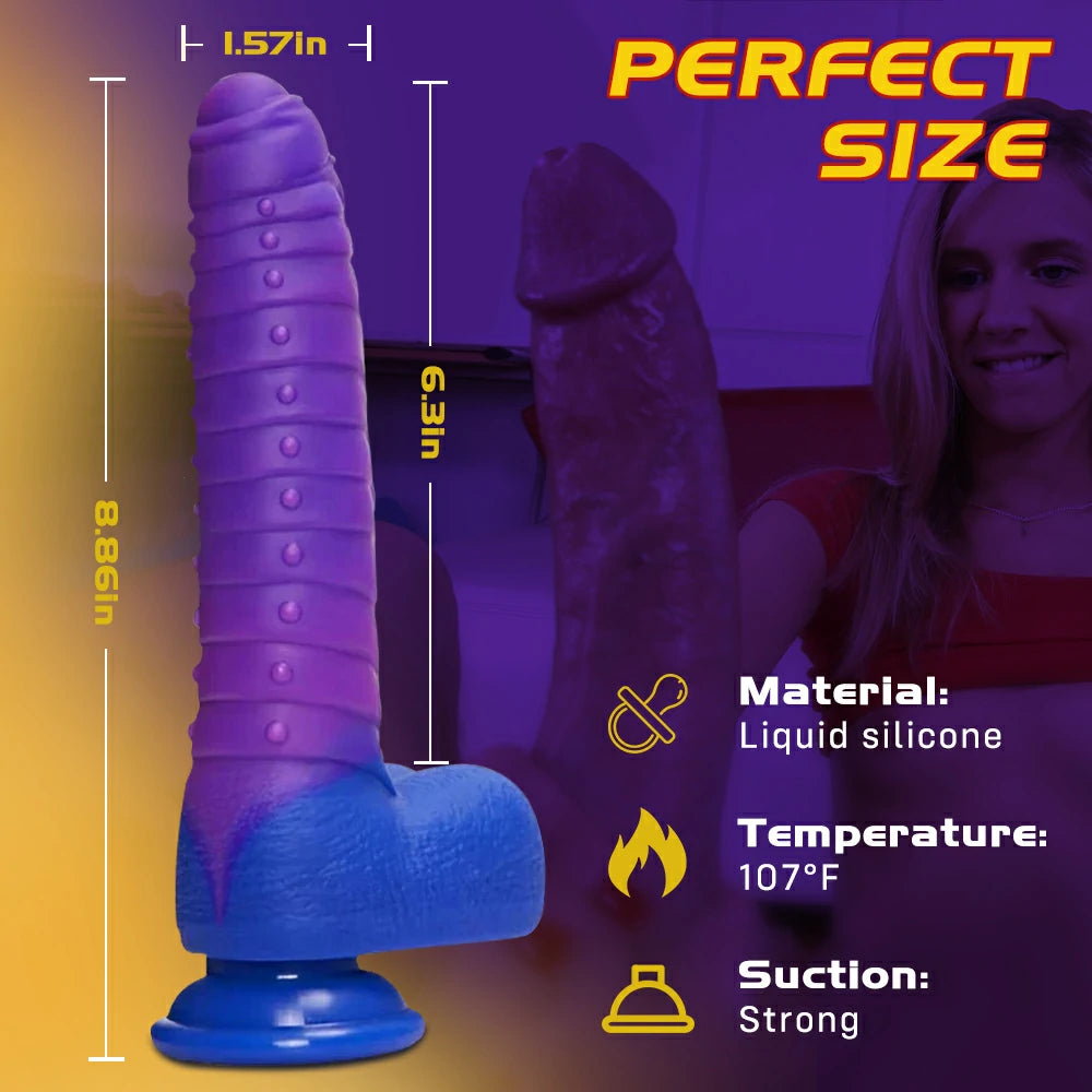 Carl-Caterpillar Intelligent Heating 3 Thrusting 5 Vibrating Monster Dildo 9 Inch