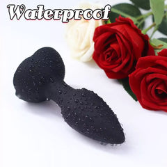 Remote Control Vibrating Training Anal Plug with Rose Base