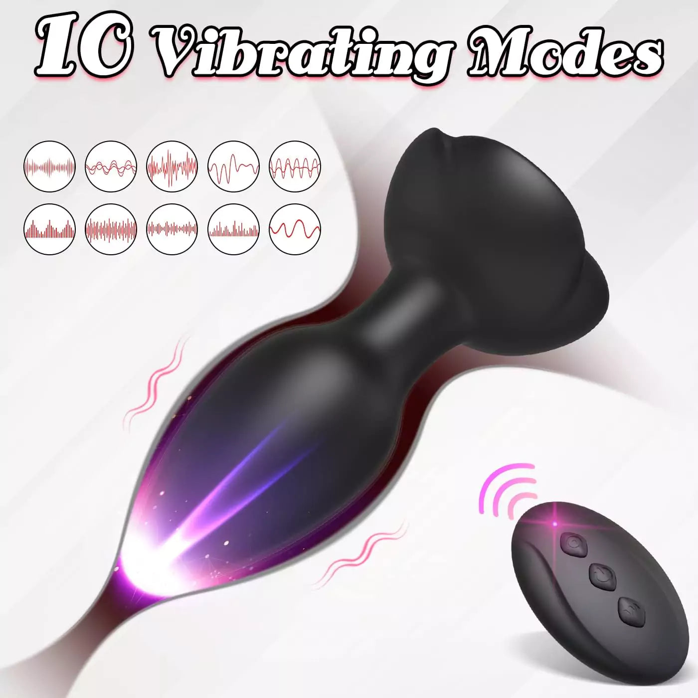 Remote Control Vibrating Training Anal Plug with Rose Base