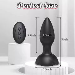 Remote Control Vibrating Training Anal Plug with Rose Base