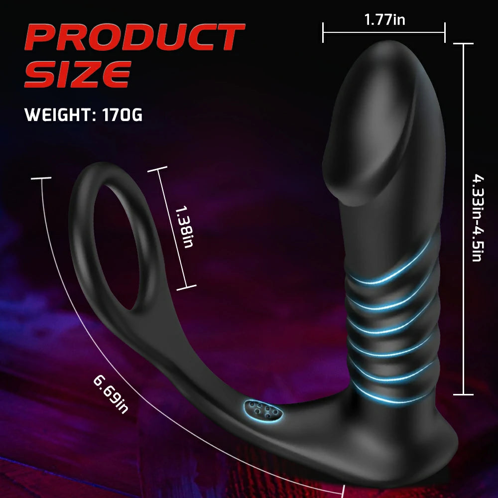 Speedrider - Thrilling Vibration 3 Thrusting Silicone Cock Ring Anal Vibrator with Remote Control