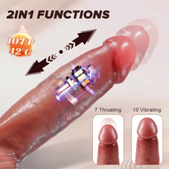 Thick Thrusting Vibrating Heating Realistic Dildo with Strong Suction Cup and Remote Control