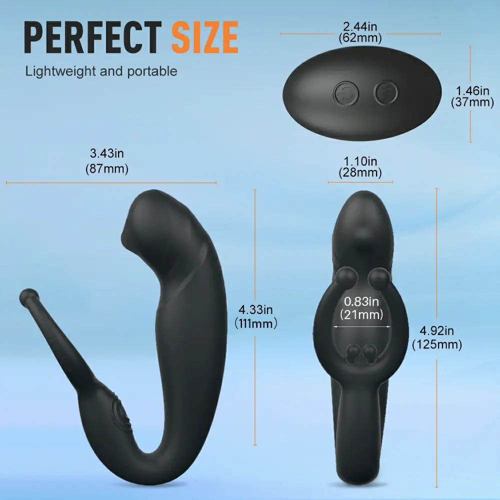 Demon:Prostate Massager P-spot Butt Plug 9 Vibrating Male Sex Toy