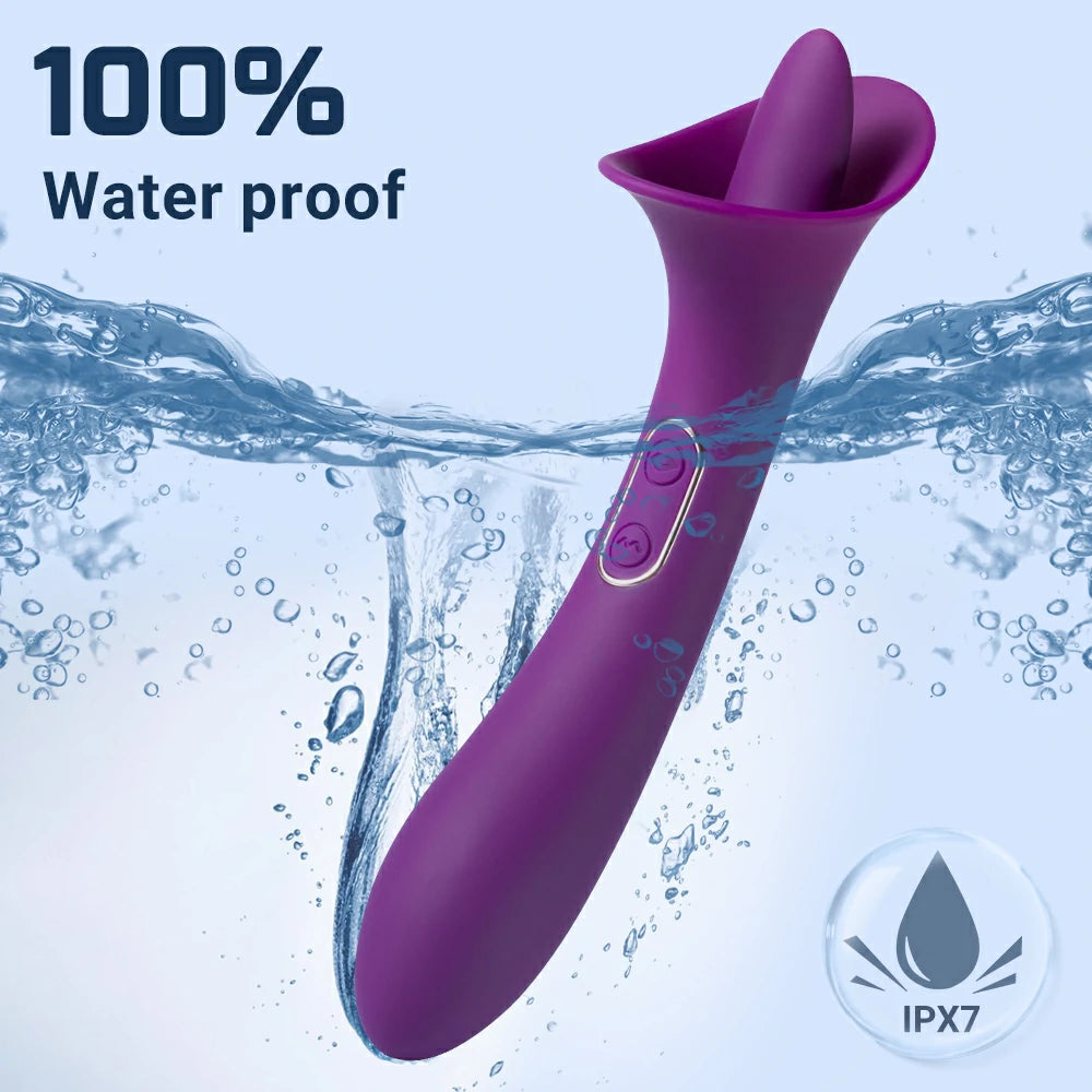 Elegant Double-End G Spot Rabbit Vibrator with Tongue Licking Clitoris