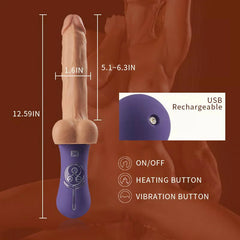 Alvira - 10 Vibrating 6 Telescoping Lifelike Silicone Realistic Dildo 12.59 Inch