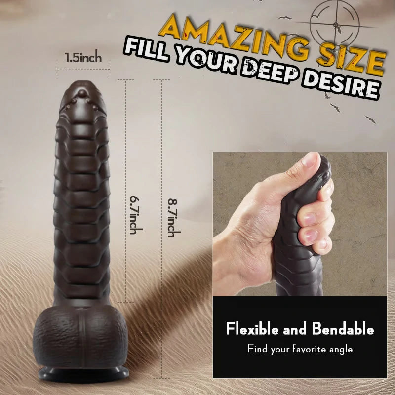 Rattlesnake 5 Vibrating 3 Thrusting Heating Function Fantastic Dildo 8.70 Inch