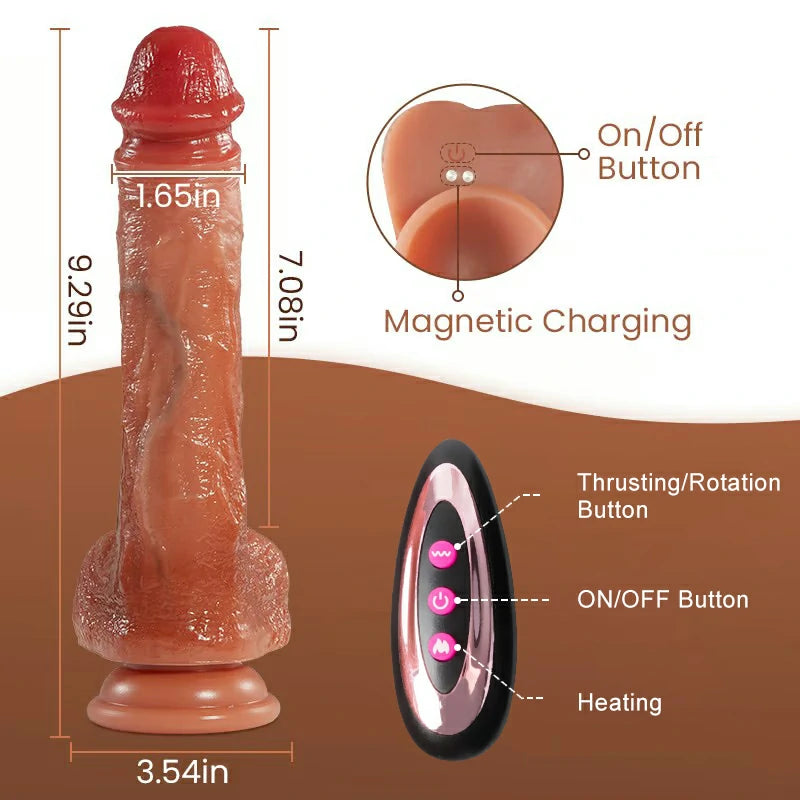 LONG - 3 Thrusting & Vibrating Heating Life-like Dildo 9.29 Inch