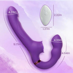 Paradise - 10 Modes of Tapping & Vibrating Stimulation, Strapless Design, Double-ended Remote Control Dildo