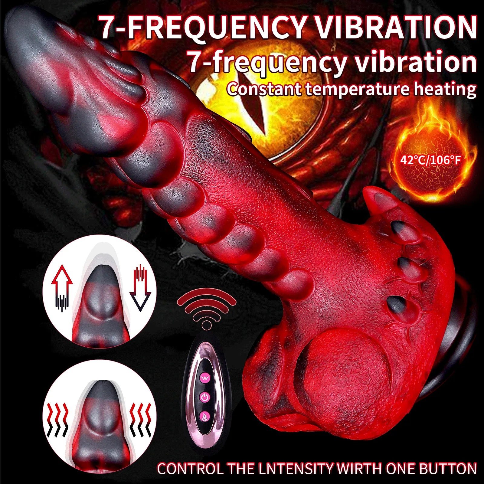 REDDragon - 7 Thrusting Vibrating Swing Heating Huge Dildo with Suction Cup 9.25 Inch