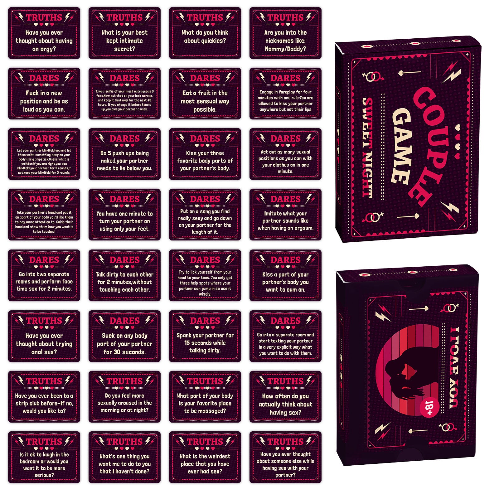 Truths or Dares - 50 Romantic Night Cards for Couples: Flirty Tension Game Props Sexy Game