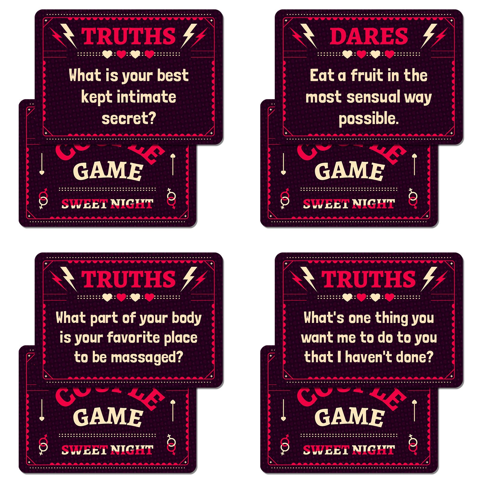 Truths or Dares - 50 Romantic Night Cards for Couples: Flirty Tension Game Props Sexy Game
