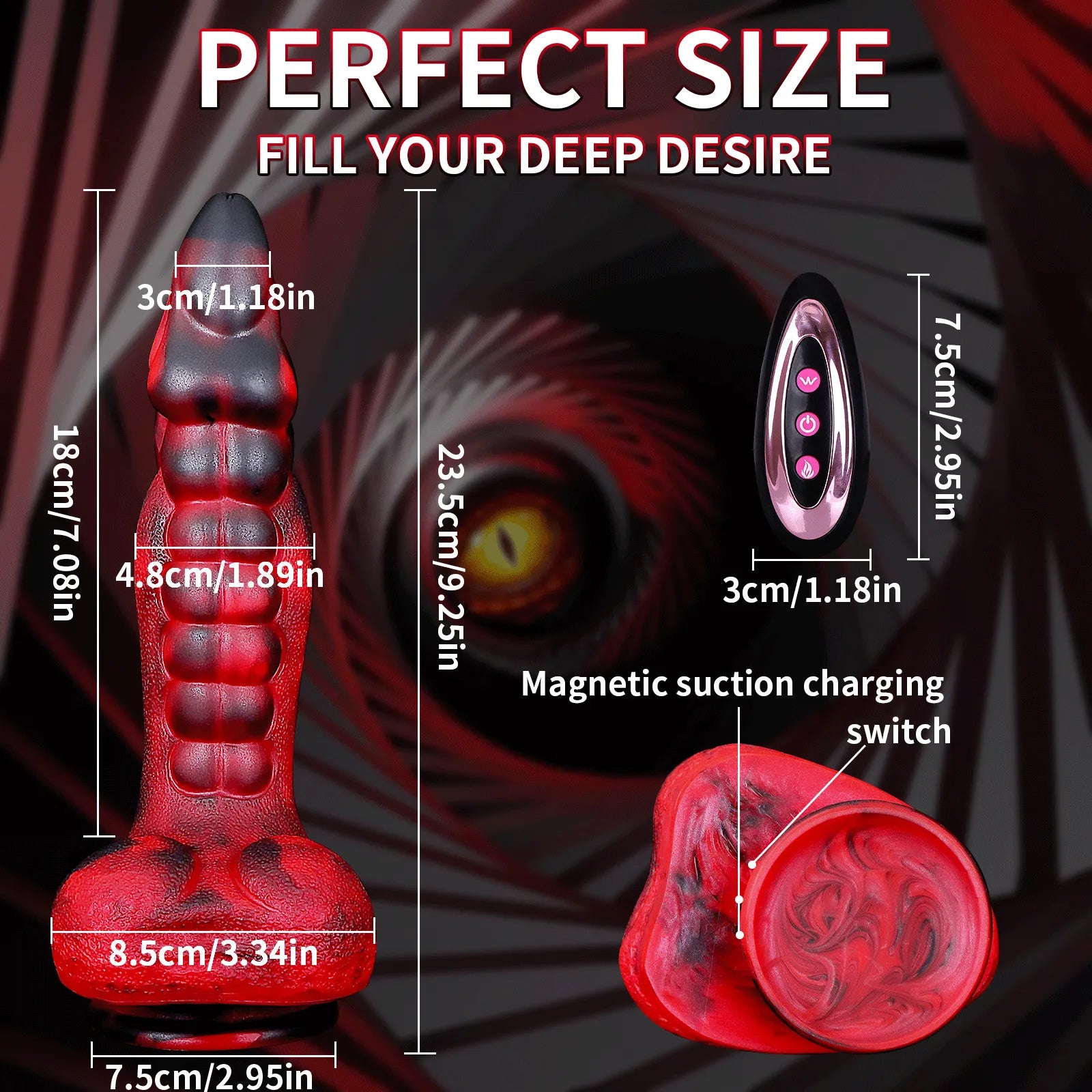 REDDragon - 7 Thrusting Vibrating Swing Heating Huge Dildo with Suction Cup 9.25 Inch