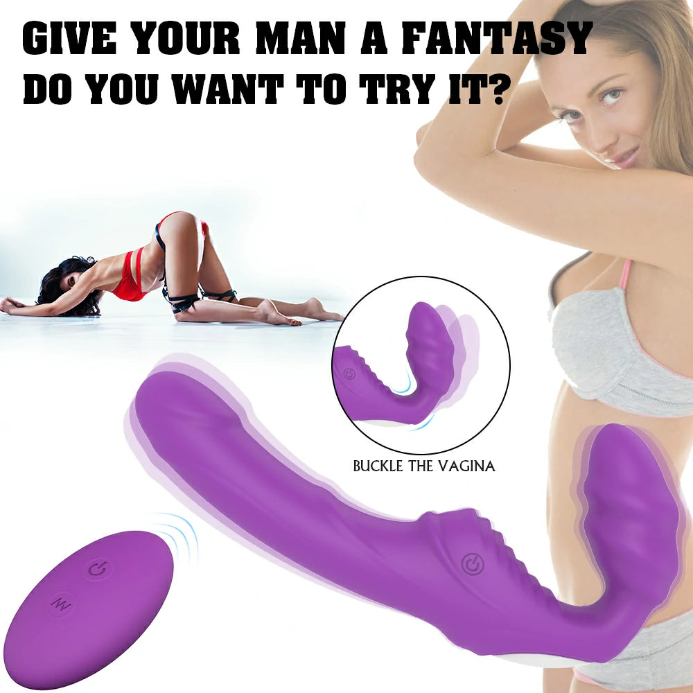 Strapless Strap-On G-Spot Dildo Vibrator for Lesbian