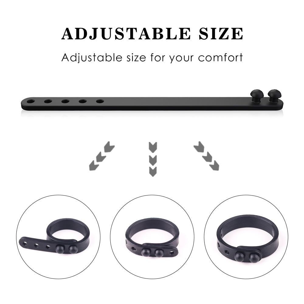 Lock All: 1 Adjustable Cock Ring + 1 Dual Ring + 2 Sizes Cock Ring Combination