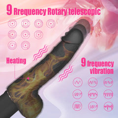 5.5 inch Heating Vibrating Black Dildo with Strong Suction Cup