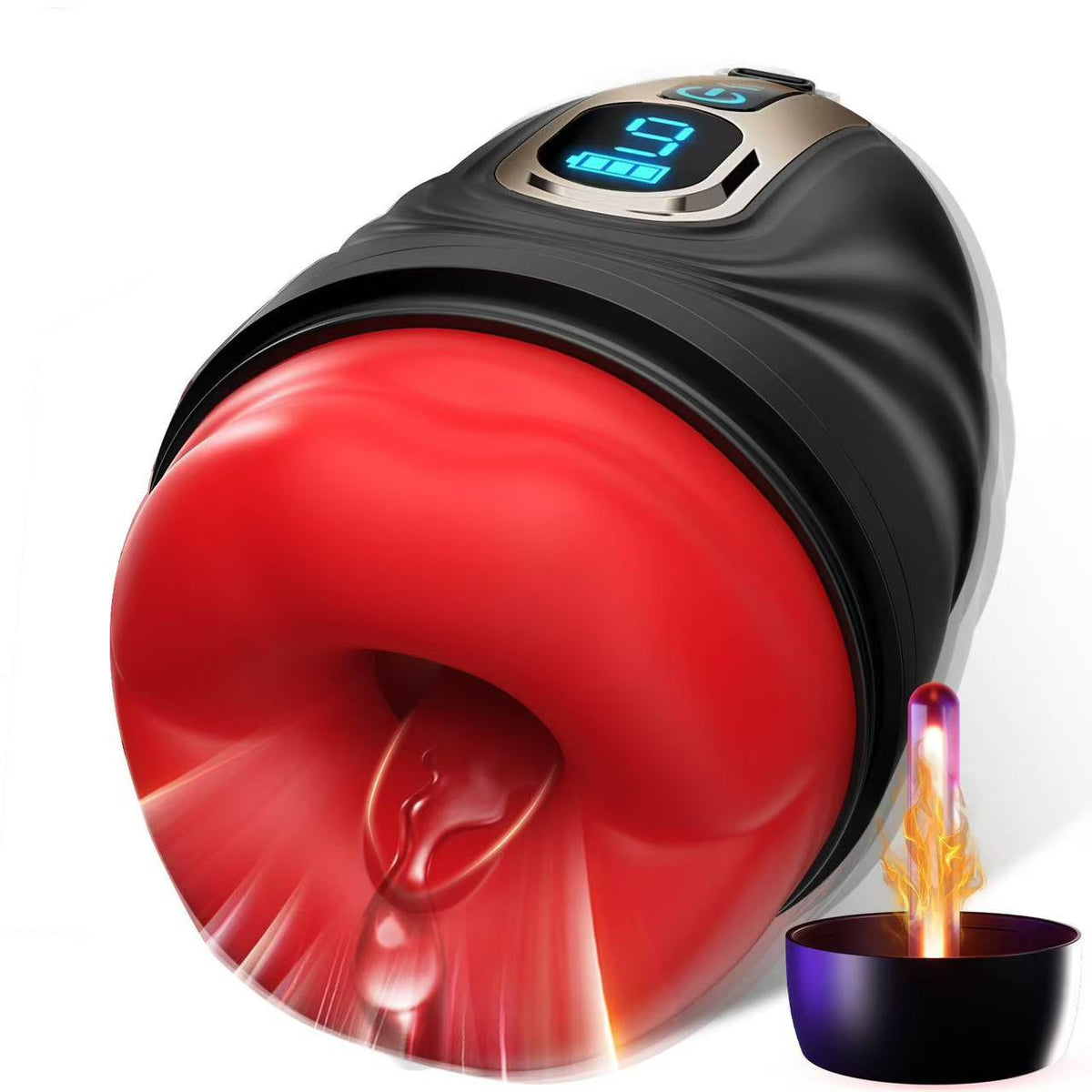 Realistic Mouth Male Masturbator with 104°F Heating & 9 Vibration Modes - Lifelike Oral Stroker for Men with LED Display