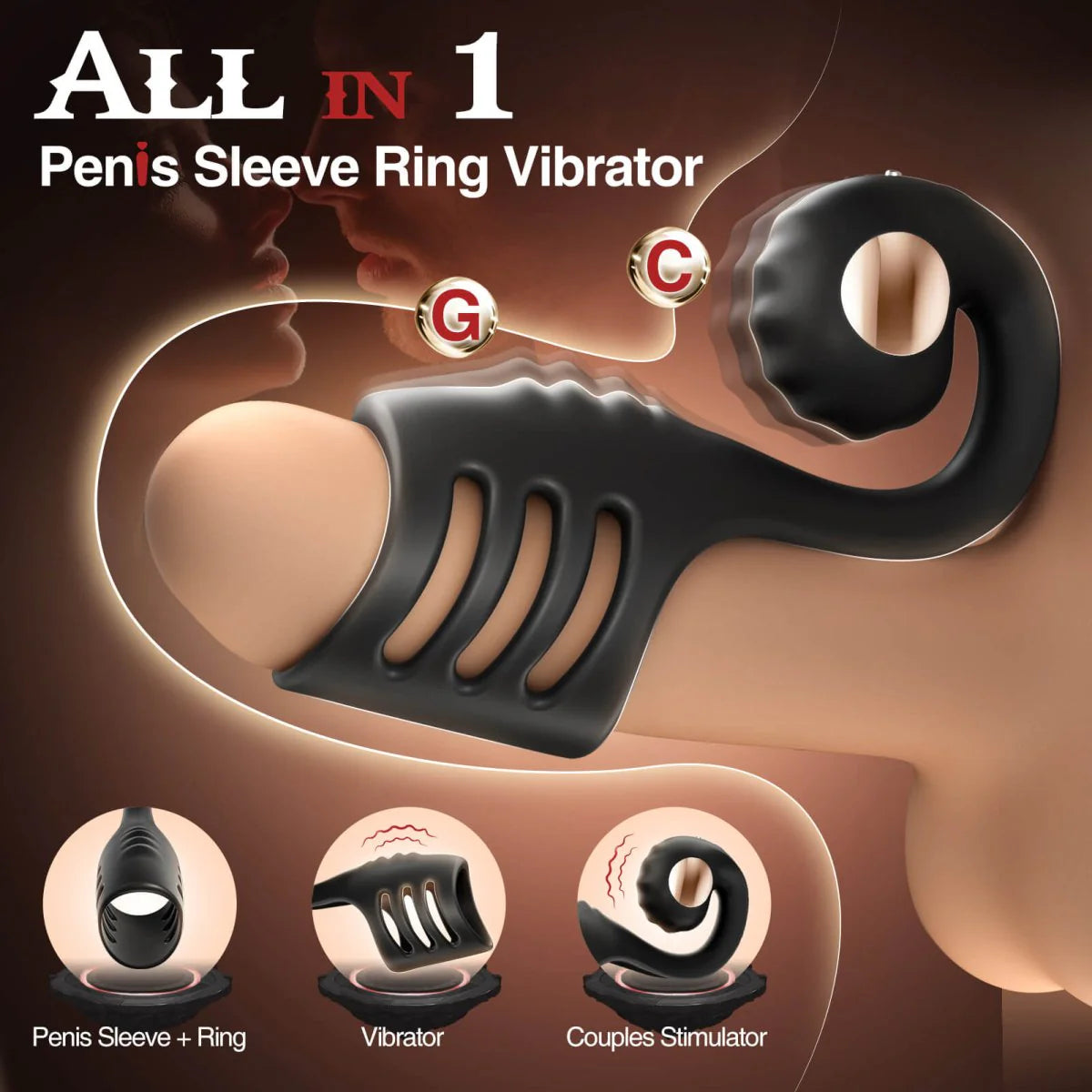 Multi-Stimulation Snail-Shaped Penis Sleeve Ring with 10 Vibration Modes