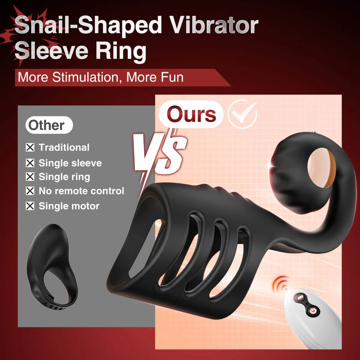 Multi-Stimulation Snail-Shaped Penis Sleeve Ring with 10 Vibration Modes
