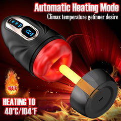 Realistic Mouth Male Masturbator with 104°F Heating & 9 Vibration Modes - Lifelike Oral Stroker for Men with LED Display