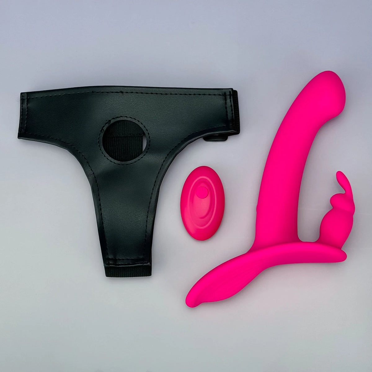 SharedHarmony - 3-in-1 Vibrating Strap-On with Rabbit Stimulator & Wearer Pad