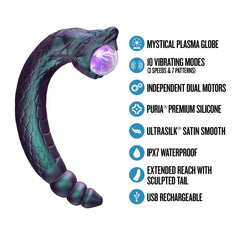 🐍 Dark Millenia Viper Dual-Ended Fantasy Vibrator With Mystical Plasma Globe